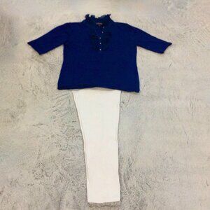 Adrienne Vittadini Studio 3/4 Sleeve Ruffle Top with Leggings Set